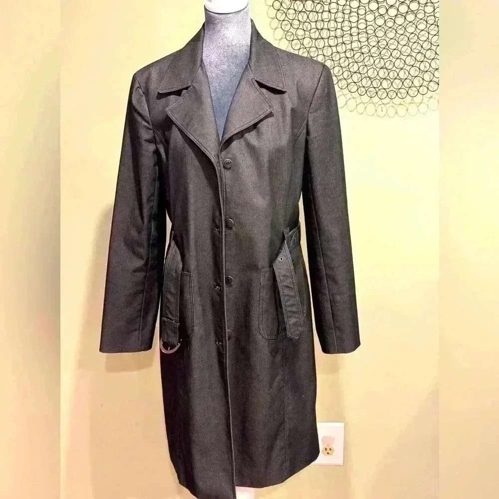 Express Stretch 3/4 Length Lined Button Up Gray J… - image 1